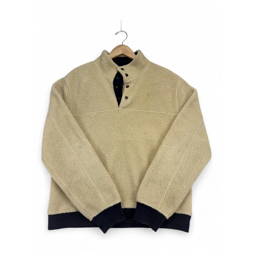 J.Crew Men's Sherpa Fleece Snap‎ Turtleneck Pullover M